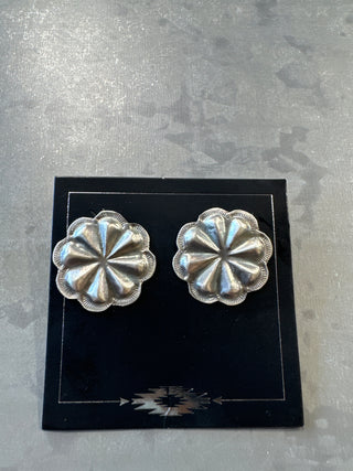 Flower sterling silver Navajo earrings