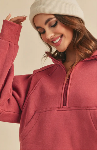 Berry Funnel Neck Half Zip