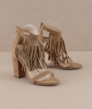 The Gela Khaki | Fringe Framed Heel