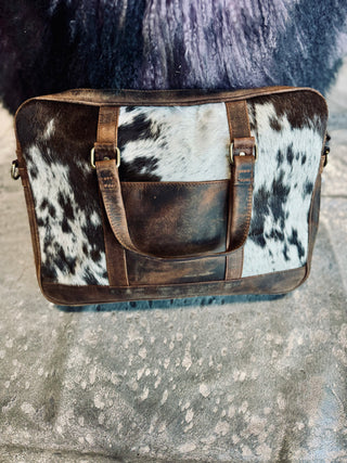 Vintage leather, cowhide, laptop bag