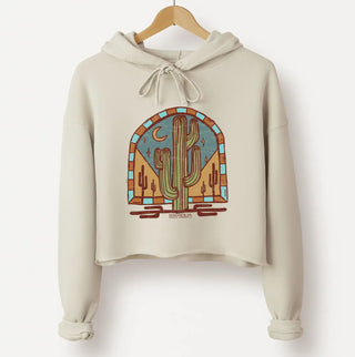 Retro Cactus Crop Hoodie