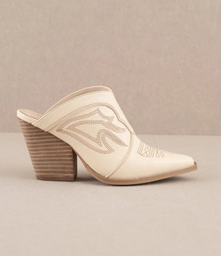 The Kiara Off White | Western Inspired Heeled Mule