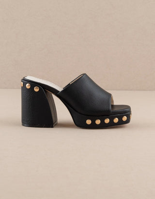 The Leona | Black Studded Platform Heel