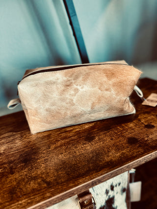 Cowhide make up bag