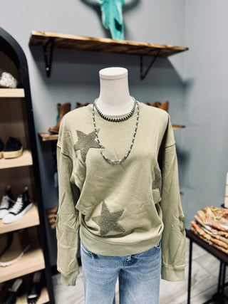 Olive green star sweatshirt