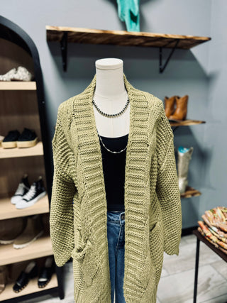 Olive green cardigan