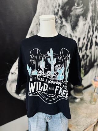 Wild & Free Cowboy Crop Graphic Tee