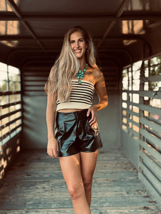 Black Faux Leather Shorts