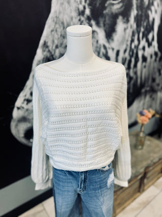 Cream Textured Off Shoulder Sweater