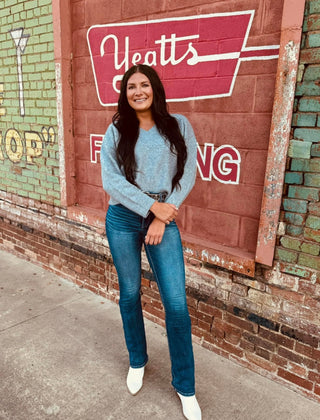 V Neck Grey Sweater