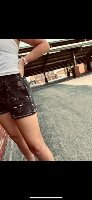 Charcoal Cowboy Print Shorts