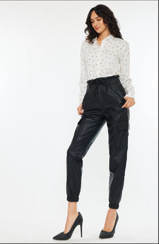 Black Leather Jogger Pant